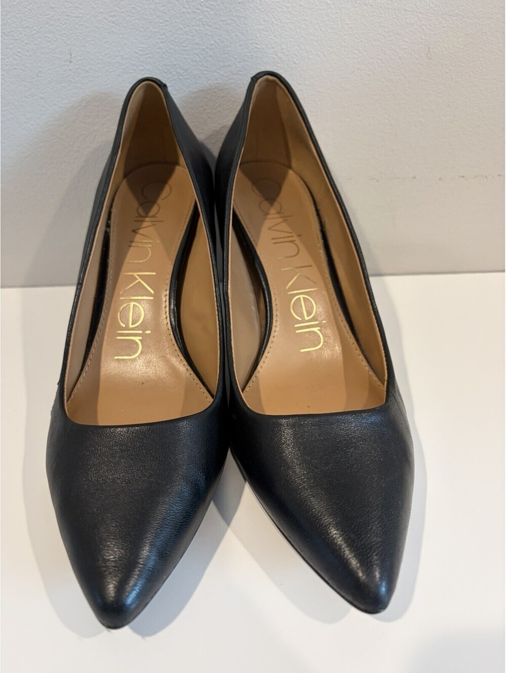 Calvin Klein Kirsten Nappa Black 9M Leather High Heel  Pointed Toe